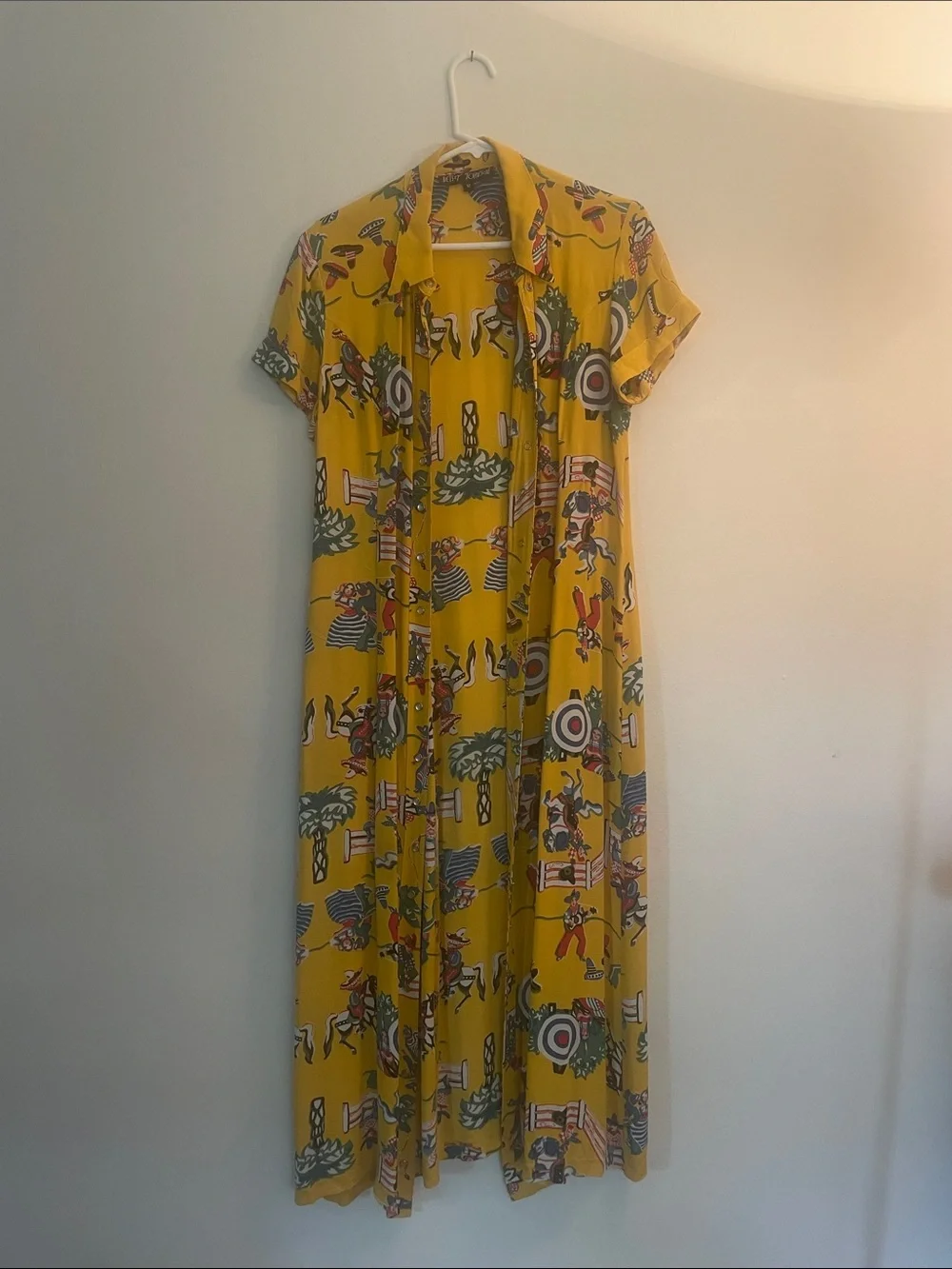 Betsey Johnson Yellow Graphic Print Button-Front Maxi Dress - Picture 10 of 15